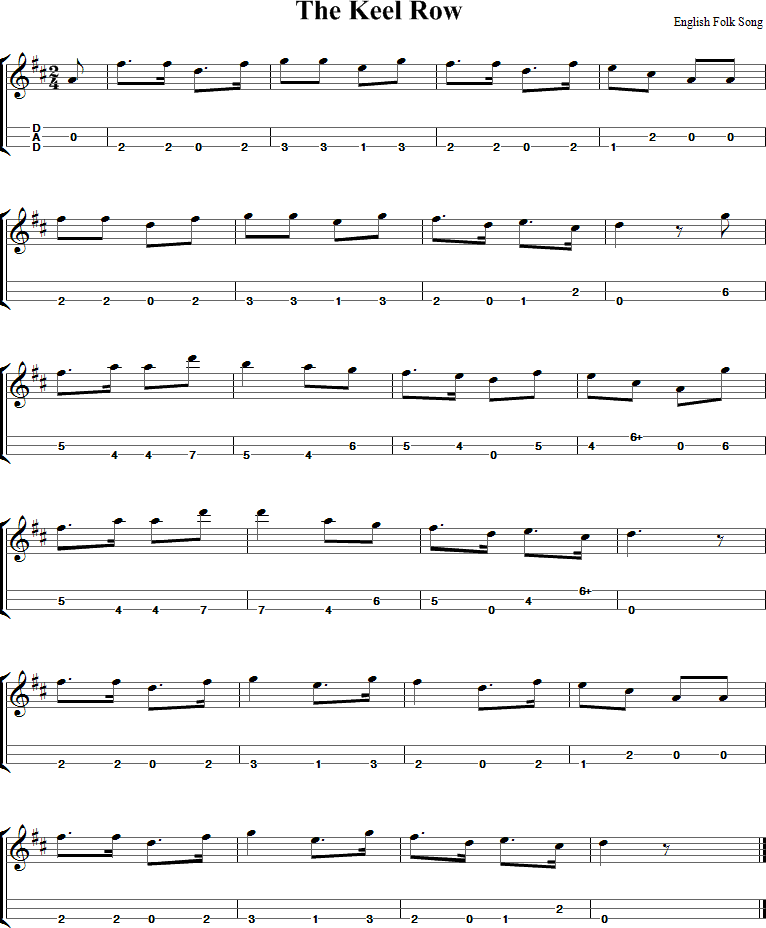 Simple Gifts Dulcimer Tab and Sheet Music